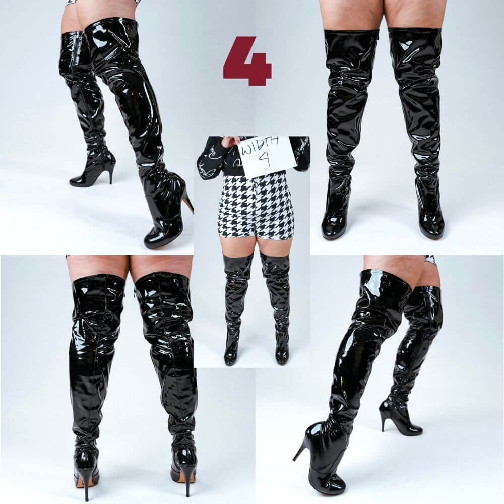 Devilla Size Inclusive - Pink Vegan Patent - Street Sole - Thigh Variant Four