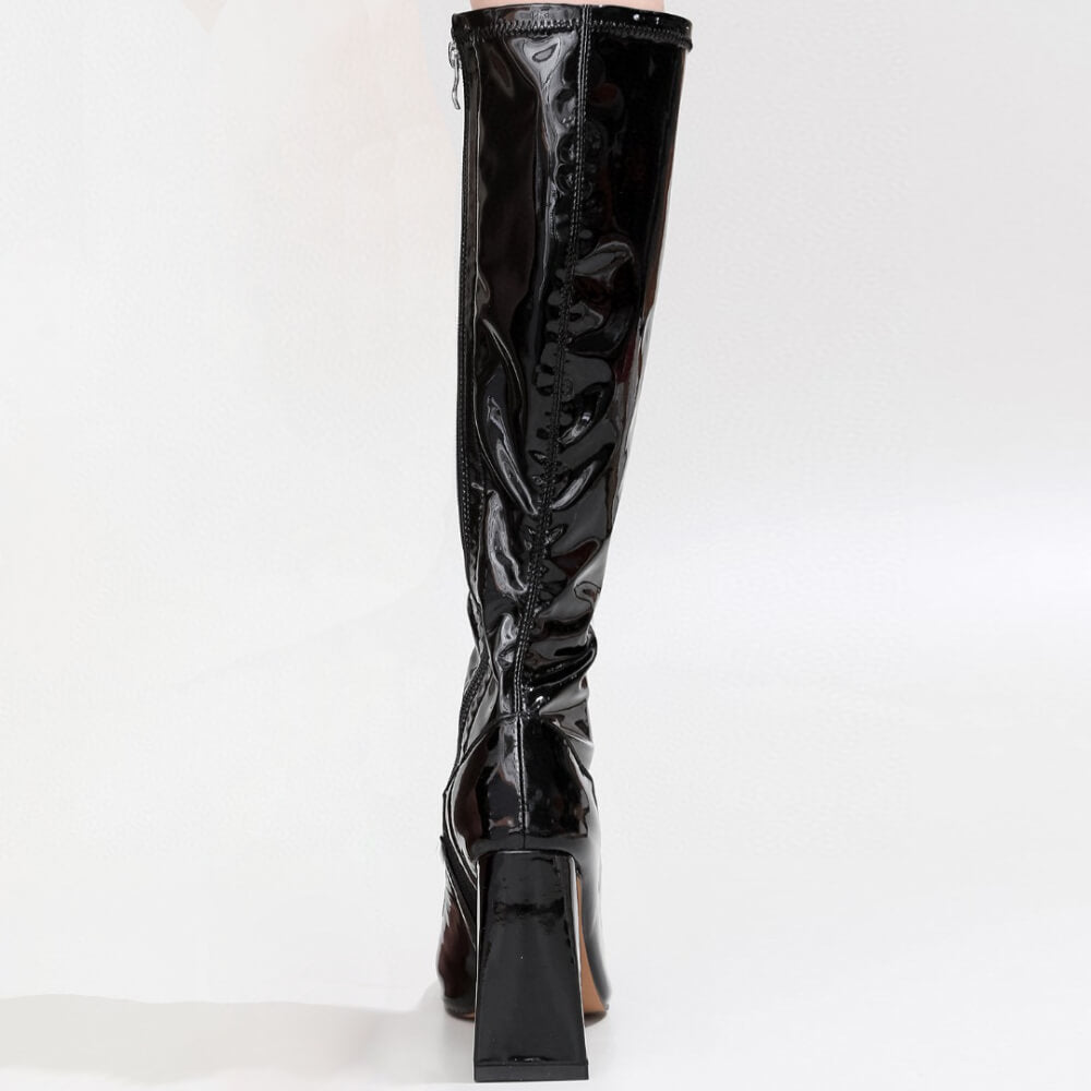 La Gogo Calf Boot - Black Wet Look - Street Sole