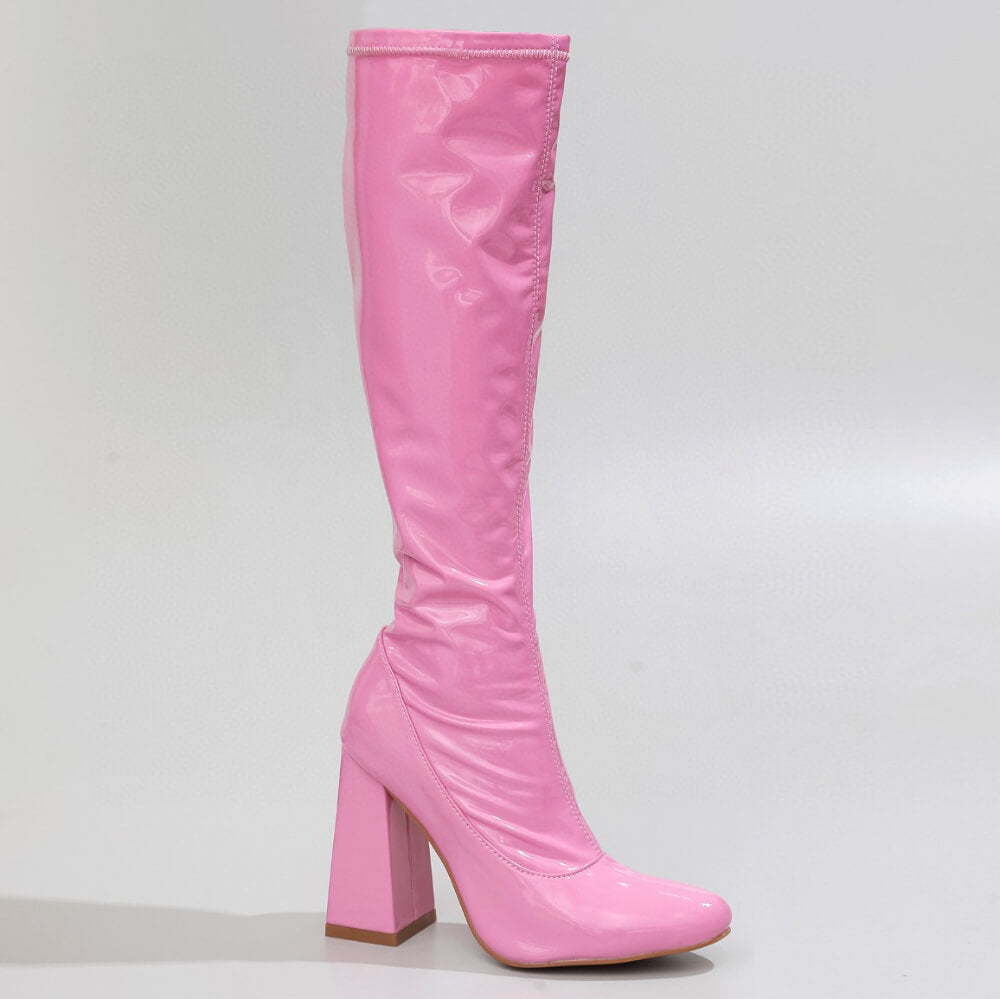 La Gogo Calf Boot - Pink Wet Look - Street Sole