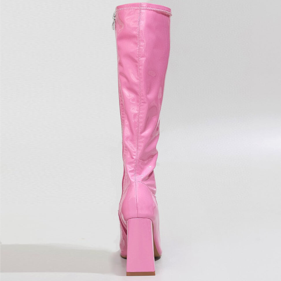 La Gogo Calf Boot - Pink Wet Look - Street Sole