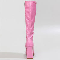 La Gogo Calf Boot - Pink Wet Look - Street Sole