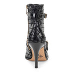Kylie - Black Faux Crocodile - Street Sole