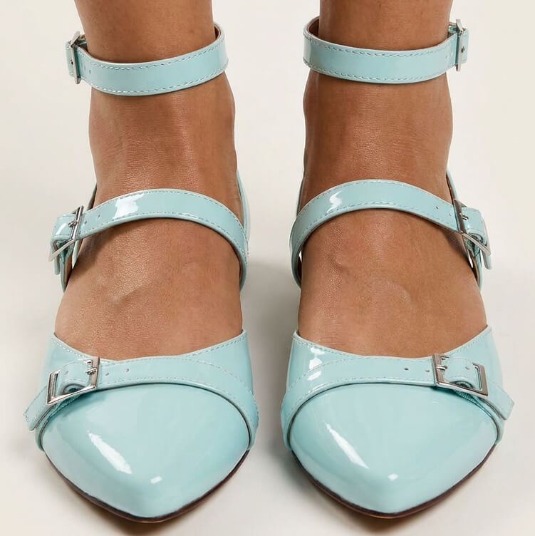 London - Pastel Blue Vegan Patent - Street Sole