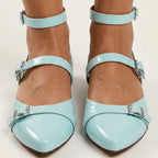 London - Pastel Blue Vegan Patent - Street Sole