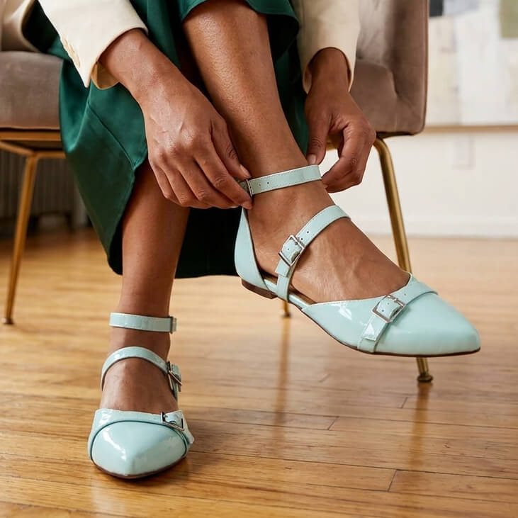 London - Pastel Blue Vegan Patent - Street Sole