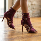 Malone - Burgundy Lycra and Vegan Patent - Street Sole