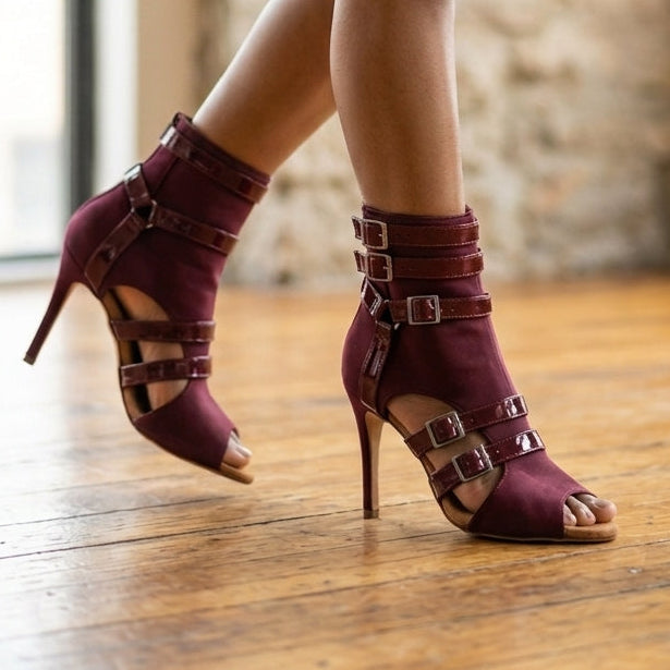 Malone - Burgundy Lycra and Vegan Patent - Street Sole