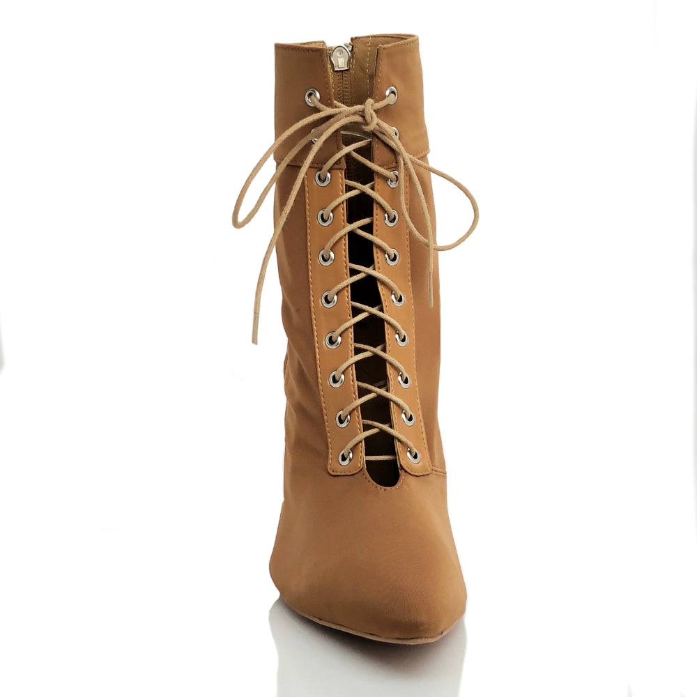 Naeema - Dark Tan Lycra - Suede Sole - Dance Floor Only