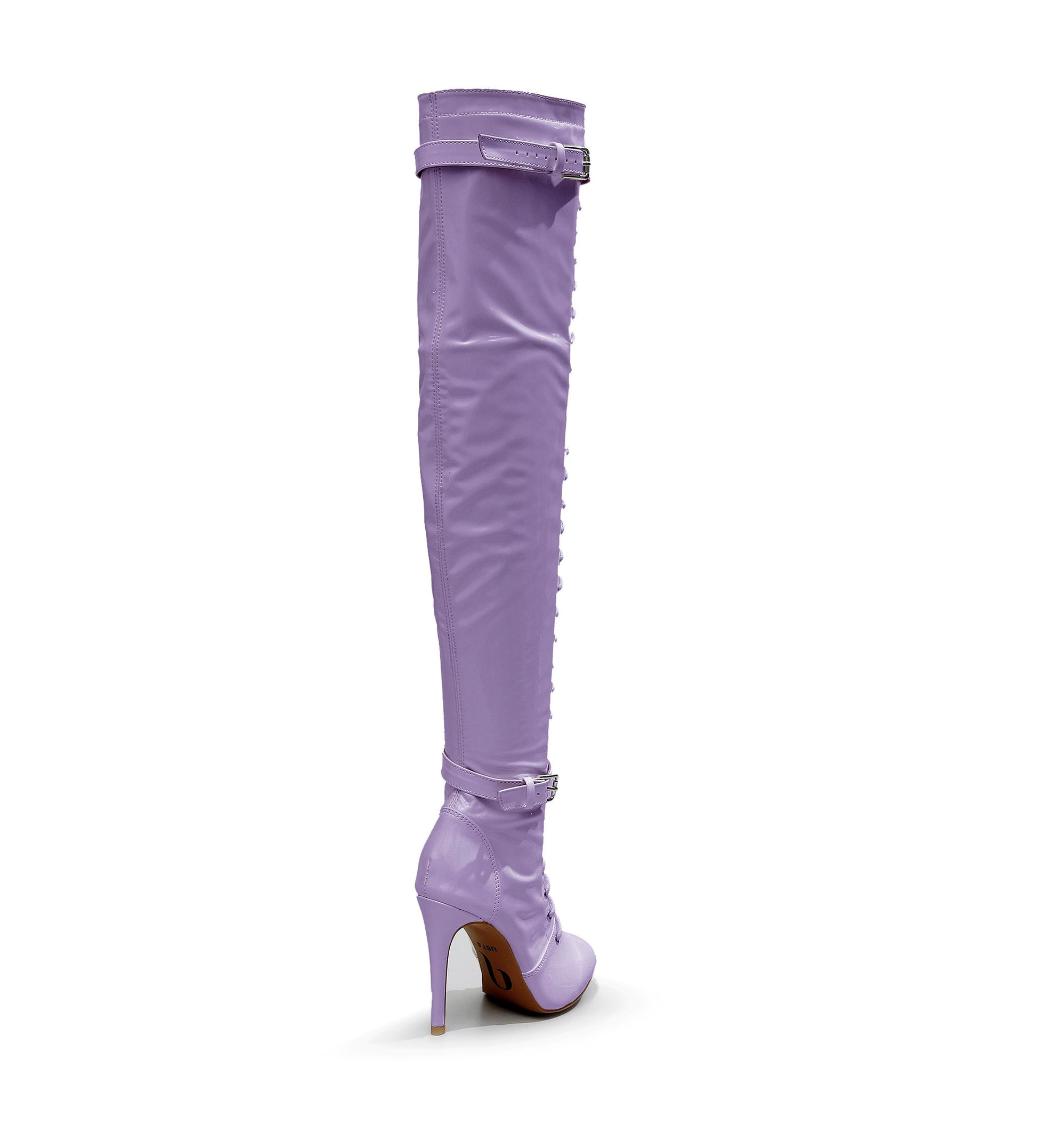 Omani Size Inclusive - Lavender Vegan Patent - Street Sole - Thigh Variant One