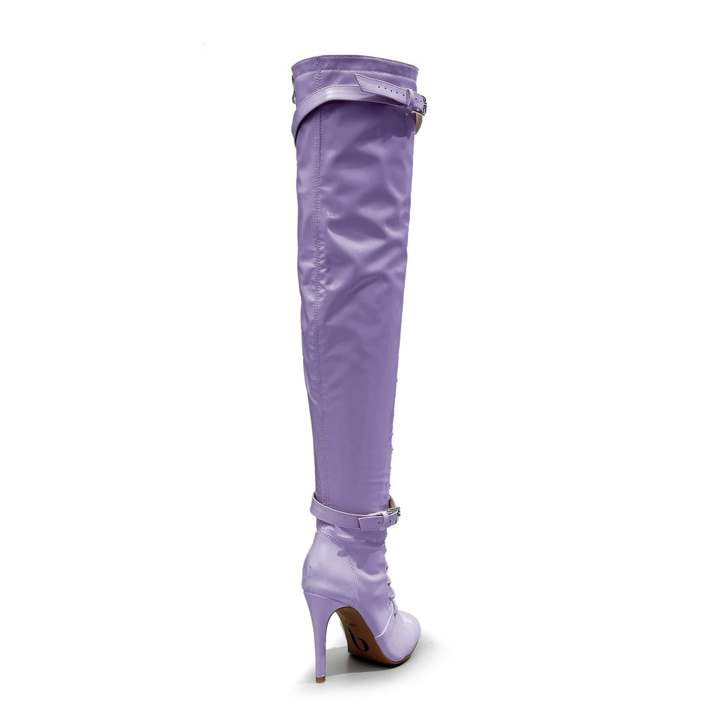 Omani Size Inclusive - Lavender Vegan Patent - Street Sole - Thigh Variant Two
