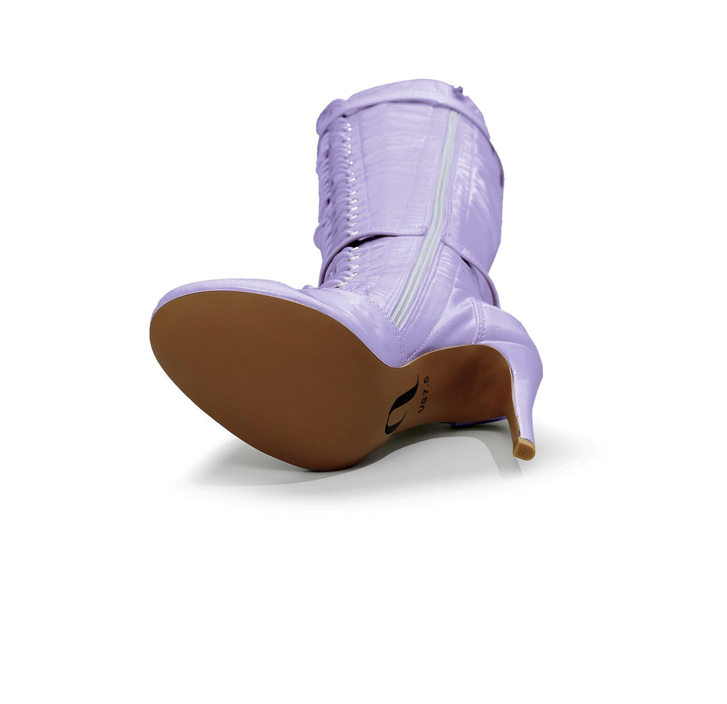 Omani Size Inclusive - Lavender Vegan Patent - Street Sole - Thigh Variant Two