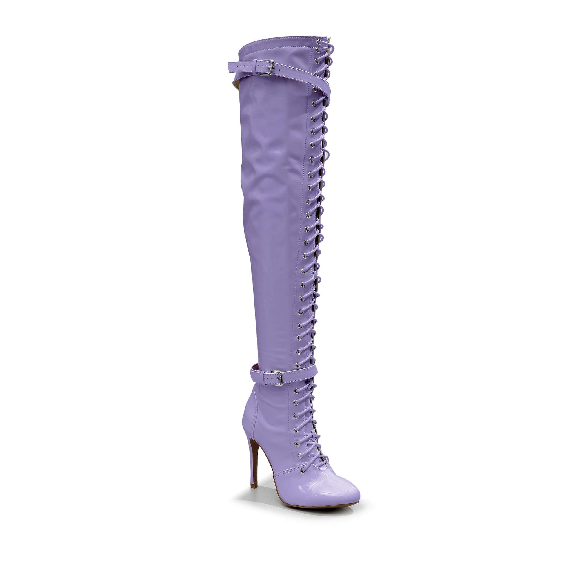 Omani Size Inclusive - Lavender Vegan Patent - Street Sole - Thigh Variant Two