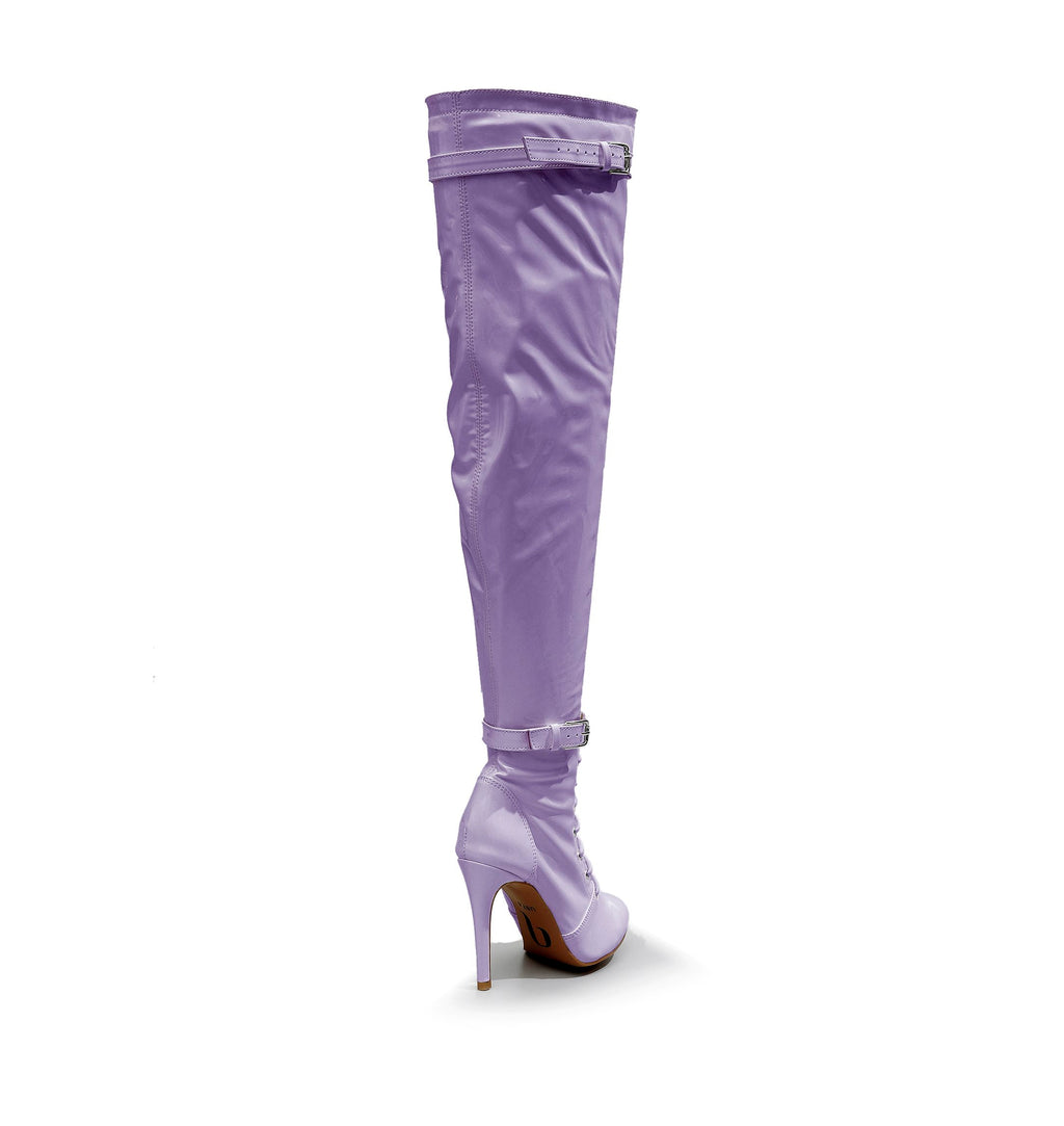 Omani Size Inclusive - Lavender Vegan Patent - Street Sole - Thigh Variant Three