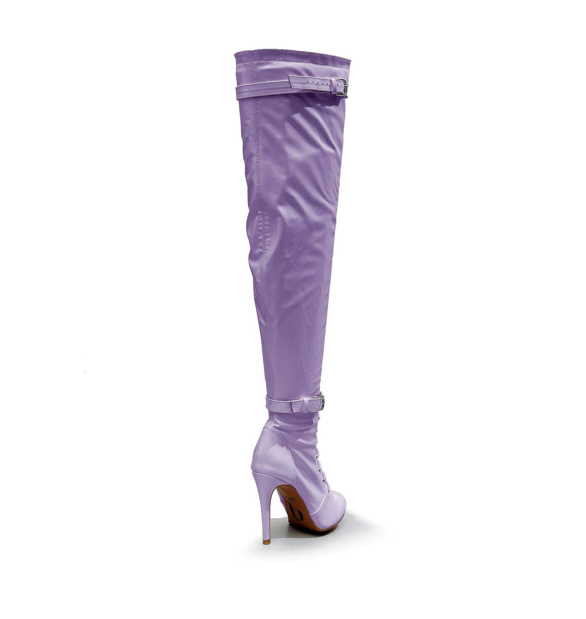 Omani Size Inclusive - Lavender Vegan Patent - Street Sole - Thigh Variant Three