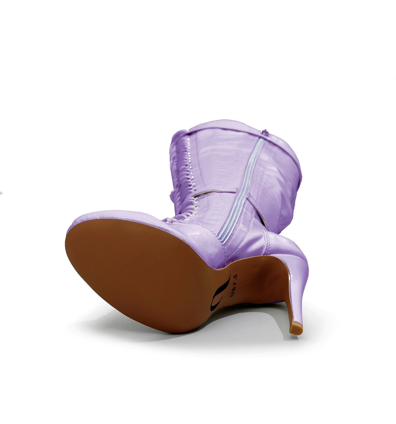 Omani Size Inclusive - Lavender Vegan Patent - Street Sole - Thigh Variant Three