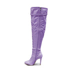 Omani Size Inclusive - Lavender Vegan Patent - Street Sole - Thigh Variant Four