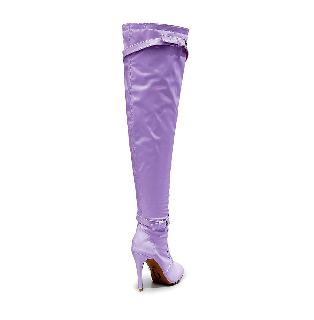 Omani Size Inclusive - Lavender Vegan Patent - Street Sole - Thigh Variant Four