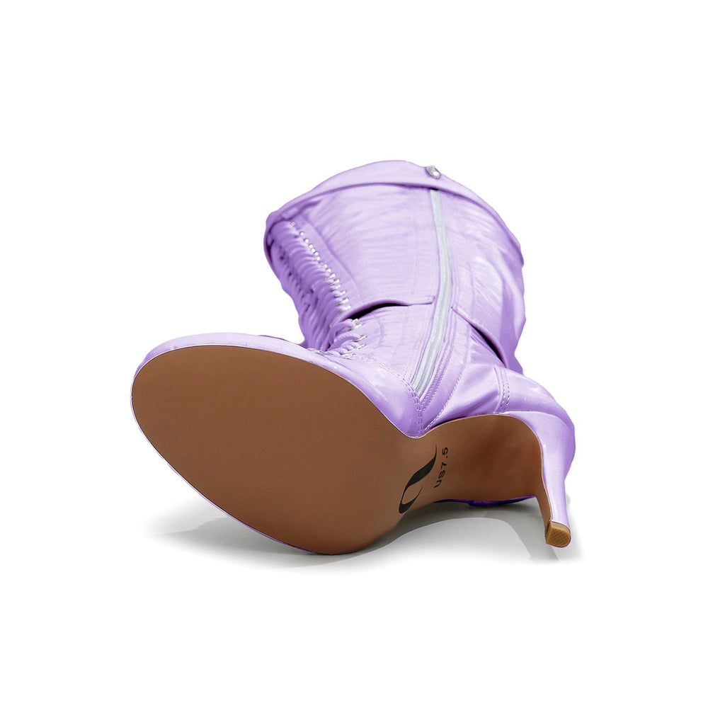 Omani Size Inclusive - Lavender Vegan Patent - Street Sole - Thigh Variant Four