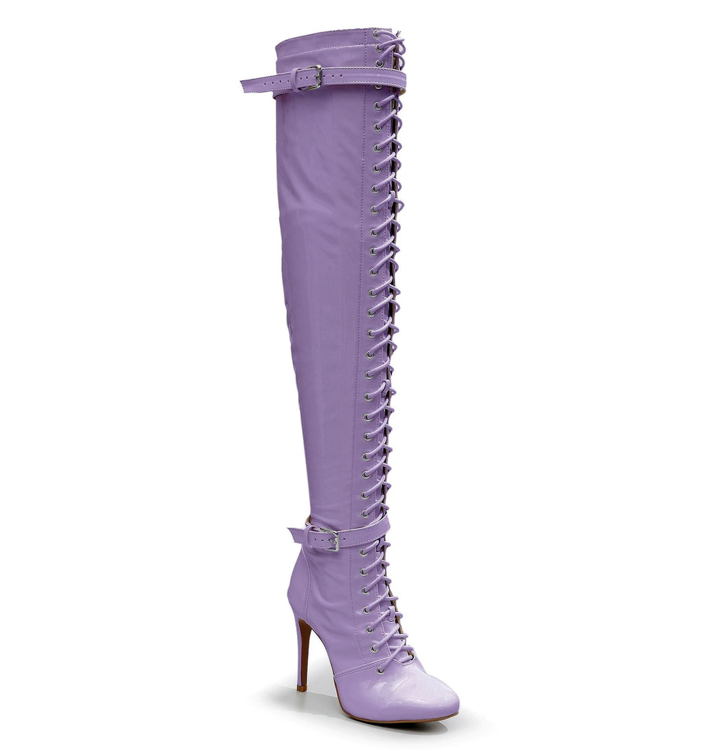 Omani Size Inclusive - Lavender Vegan Patent - Street Sole - Thigh Variant One
