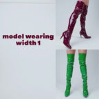 Devilla Size Inclusive - Pink Vegan Patent - Street Sole - Thigh Variant One