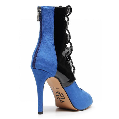 Ryann - Blue Vegan and Black Patent - Suede Sole - Dance Floor Only