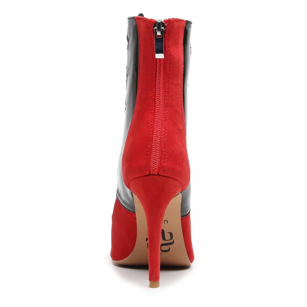 Ryann - Red Vegan Suede and Black Vegan Patent - Street Sole