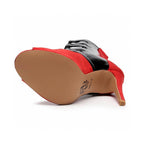 Ryann - Red Vegan Suede and Black Vegan Patent - Street Sole