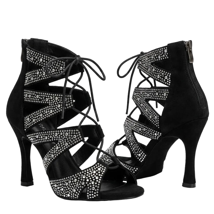 Selena - Black Crystal - Suede Sole