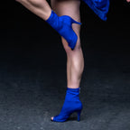 Shabina - Blue Lycra - Suede Sole - Dance Floor Only