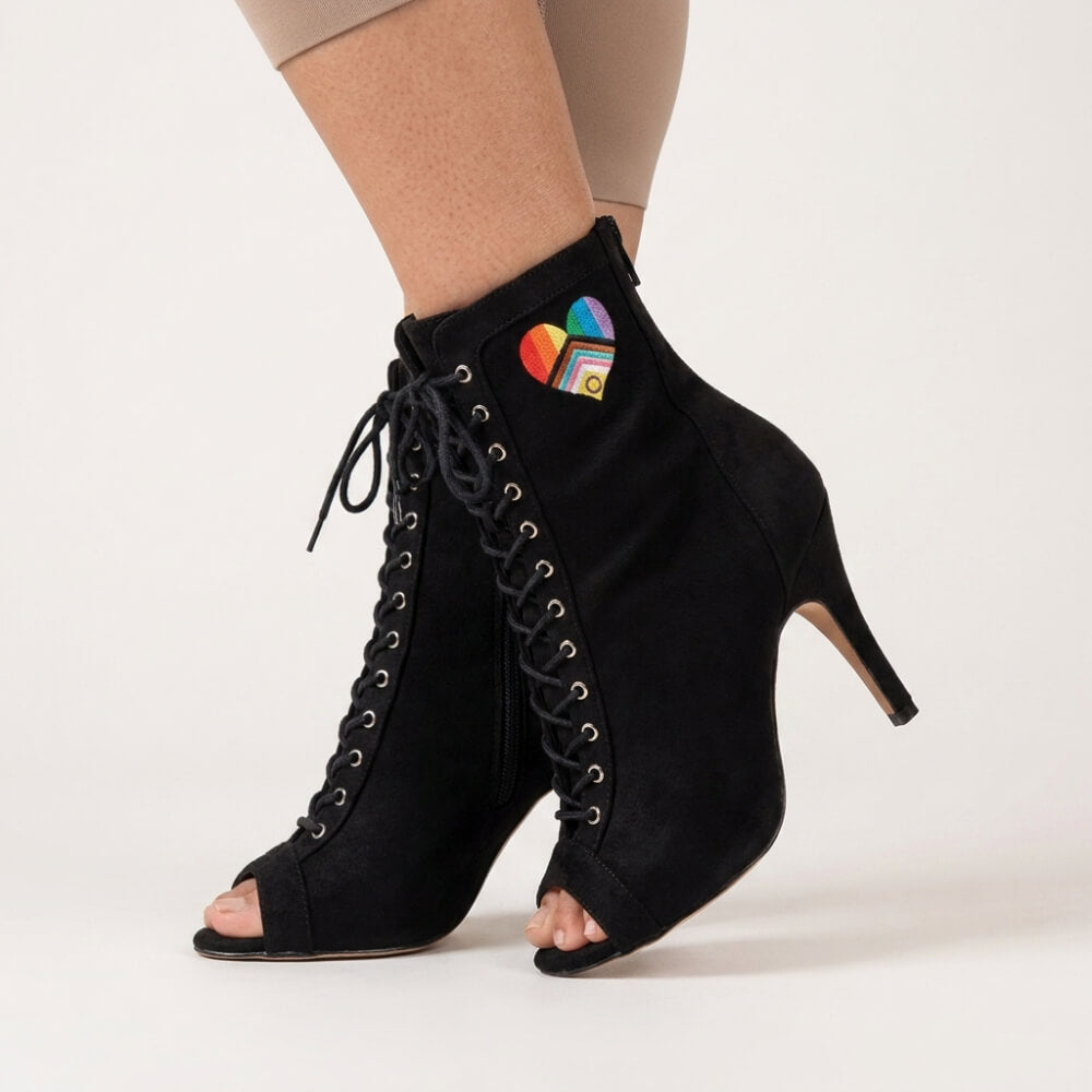Sierralynn Embroidery - Vegan Suede Black Pride Heart - Street Sole