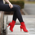 Sierralynn - Red Vegan Suede - Suede Sole - Dance Floor Only