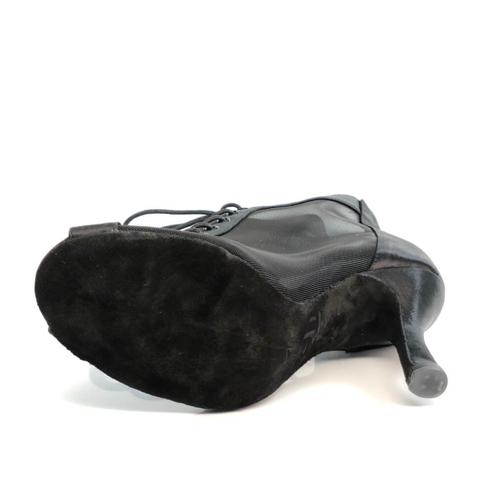 Simona - Black Satin - Suede Sole - Dance Floor Only