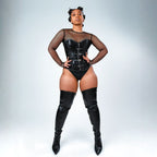 Whitneyy - Black Vegan Stretch Leather - Street Sole - Thigh Variant Three